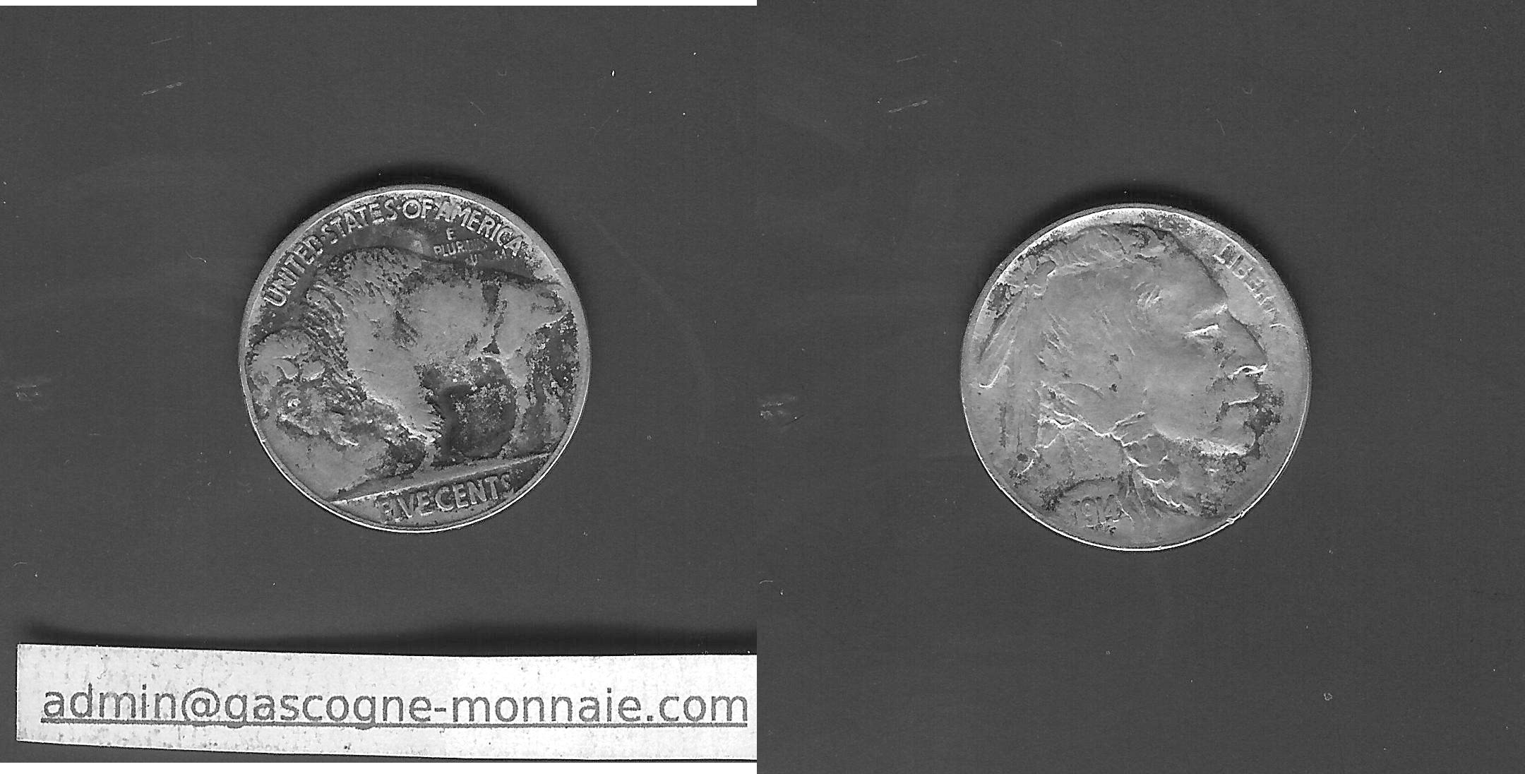 Etats-Unis 5 Cents Buffalo 1914 TTB